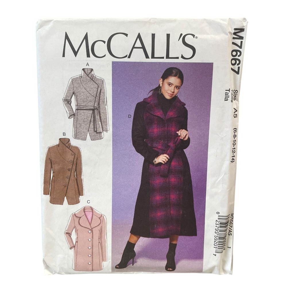 McCALL'S M7667 Misses' Coats Sewing Pattern Size 6-14 Modern